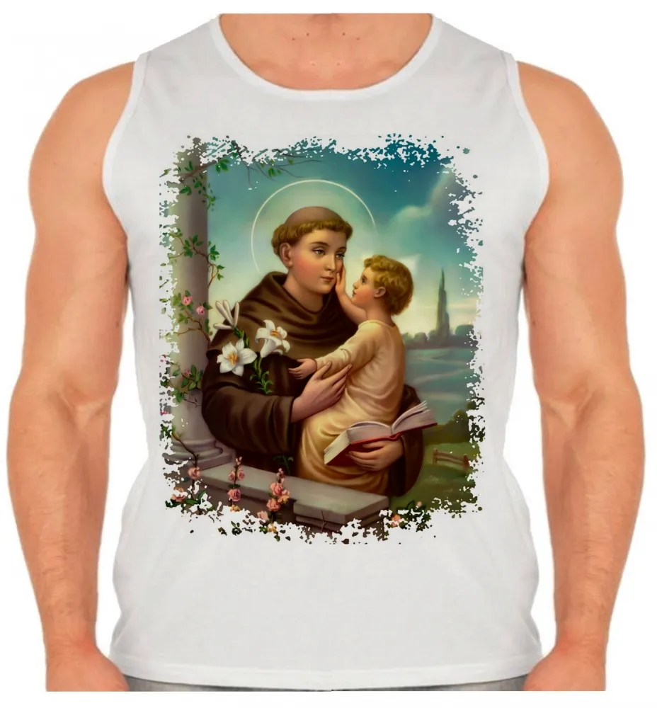 Camiseta Regata adulto ou infantil Santo Antonio Jesus Cristo Imagem