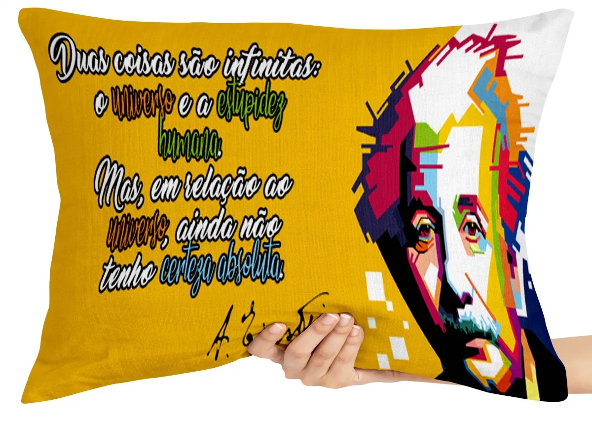 Almofada Gigante para sofá puff sala Albert Einstein estupidez humana