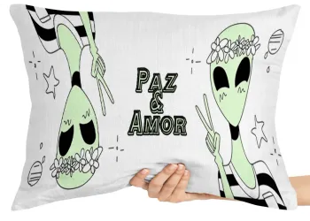 Almofada Gigante para sofá puff sala Alien paz e amor et alienigena
