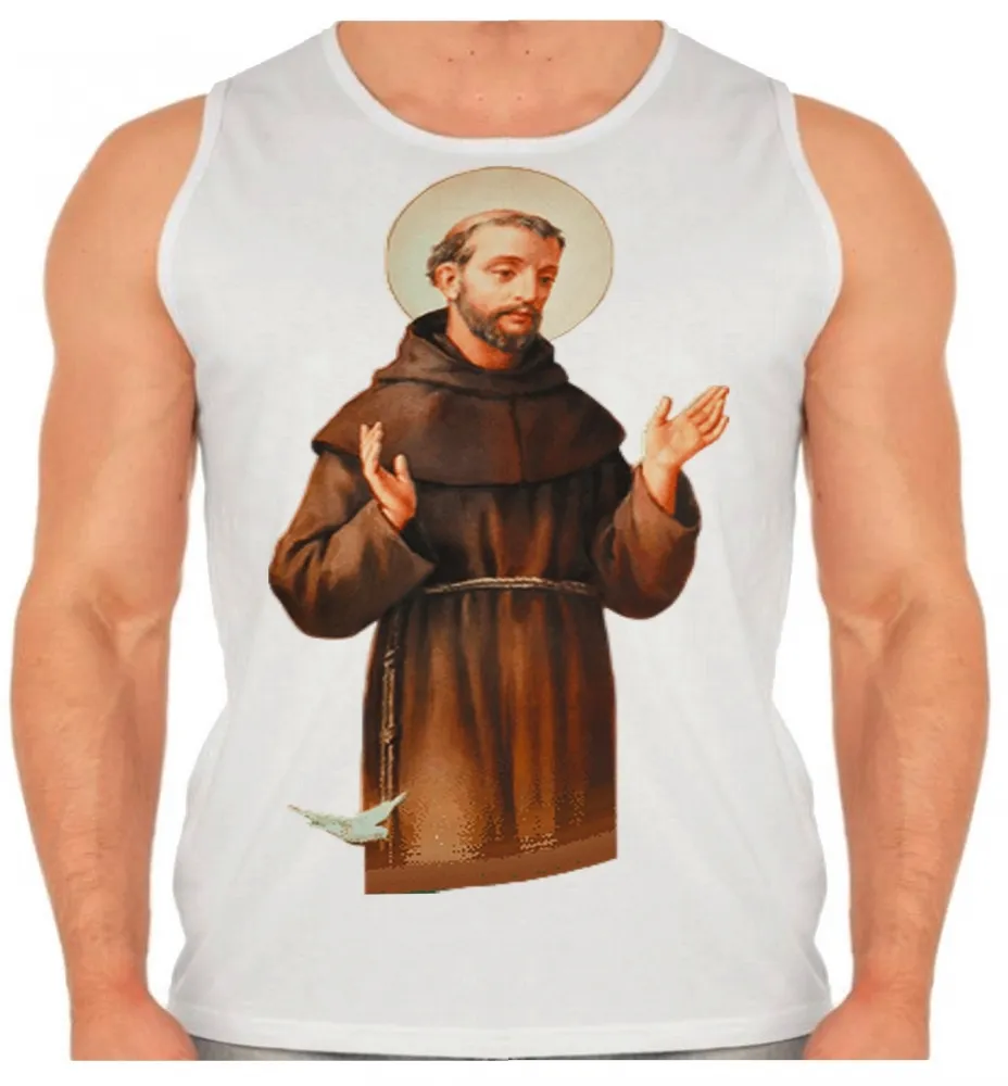 Camiseta Regata adulto ou infantil São Francisco Jesus Cristo Imagem