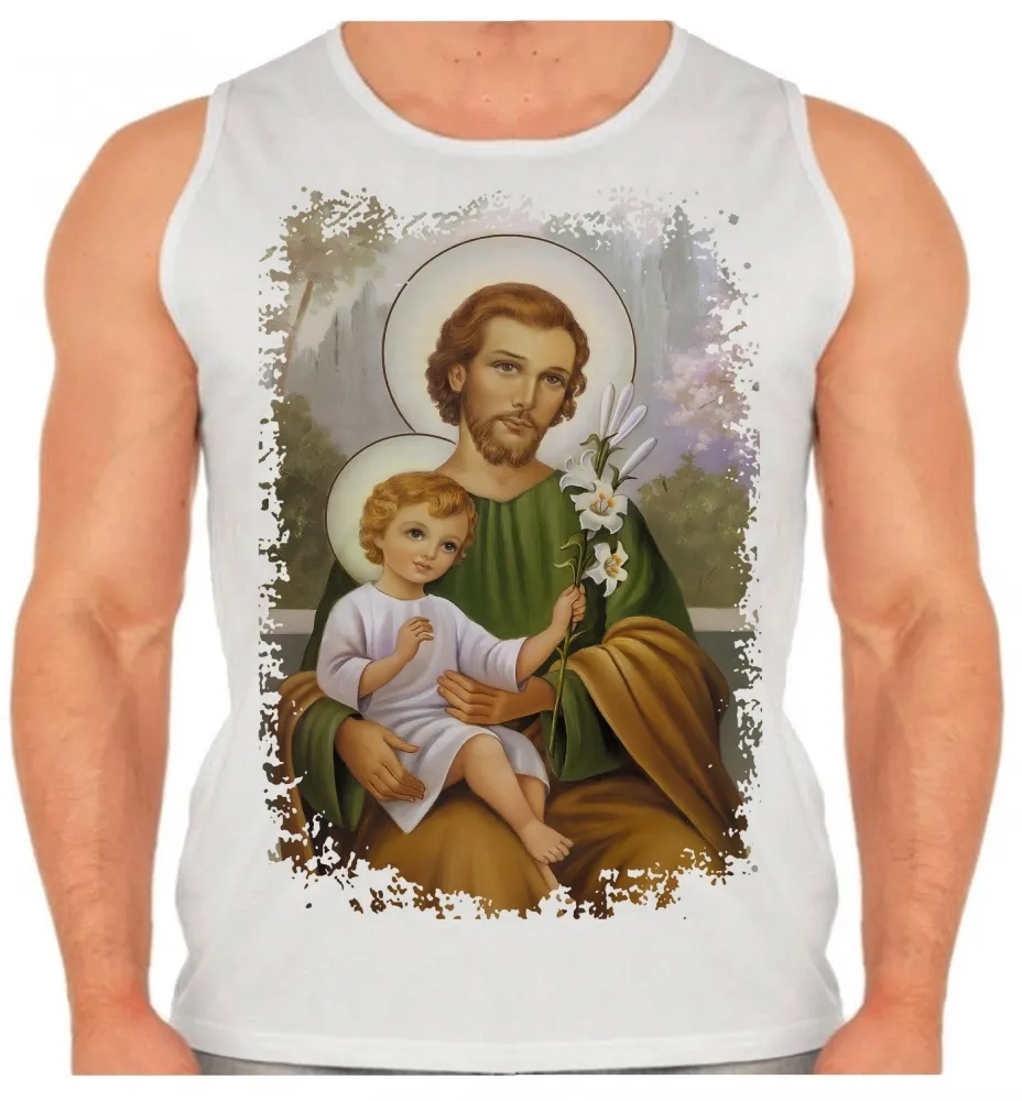 Camiseta Regata adulto ou infantil São Jose Jesus Cristo Imagem
