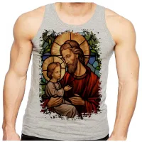 Camiseta Regata adulto ou infantil São Jose Jesus Vitral - Foto 2