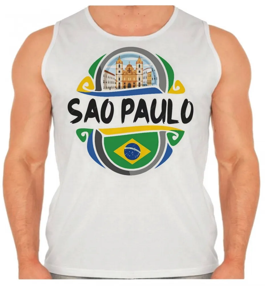 Camiseta Regata adulto ou infantil São Paulo Brasil lembrança Imagem
