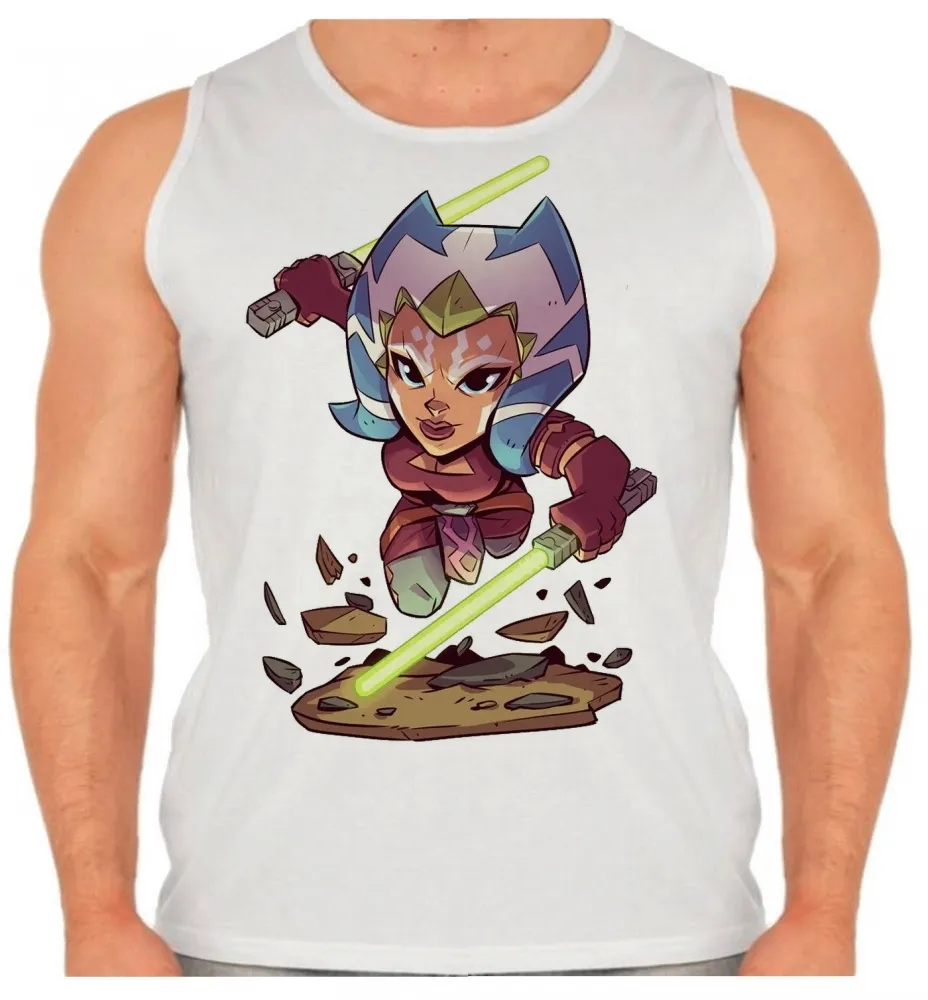 Camiseta Regata adulto ou infantil Ahsoka Jedi Star Wars mulher