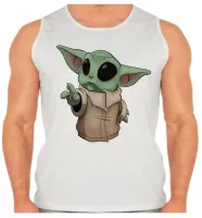 Camiseta Regata adulto ou infantil baby grogu yoda star wars mandalorian - Foto 2