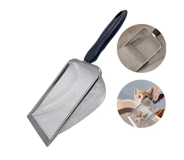 Pá Higiênica De Areia Para Gatos Peneira Coletora Aço Inox