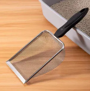 Pá Higiênica De Areia Para Gatos Peneira Coletora Aço Inox - Foto 2