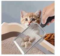 Pá Higiênica De Areia Para Gatos Peneira Coletora Aço Inox - Foto 4