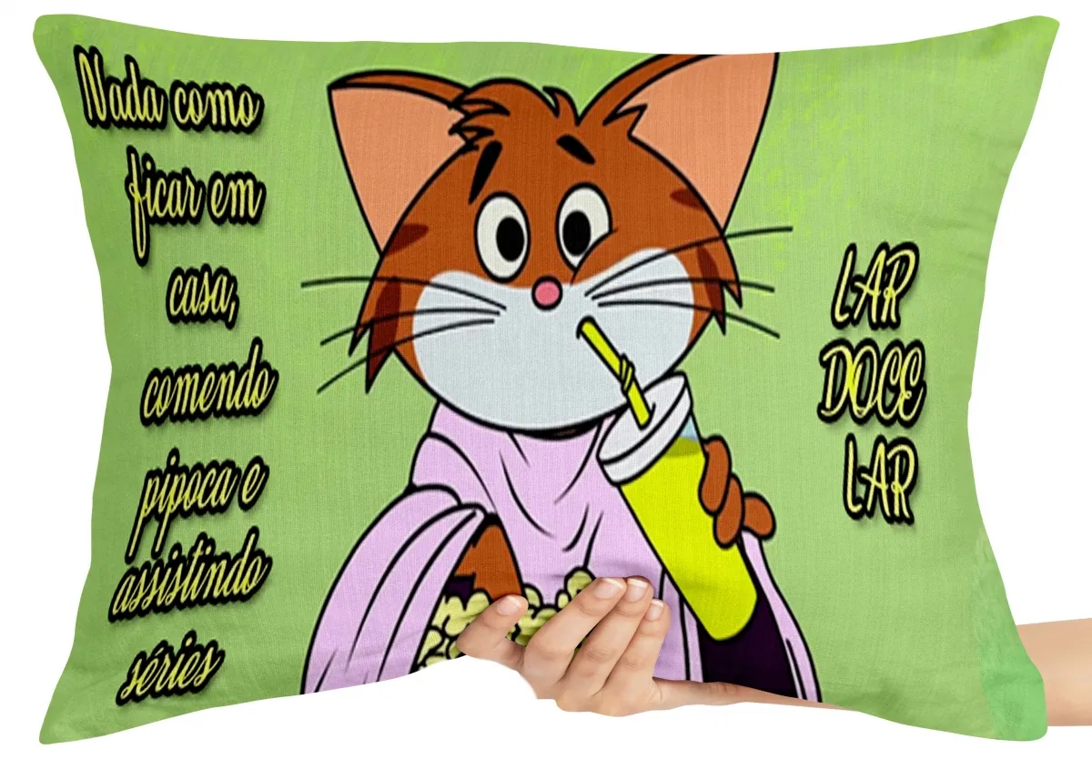 Almofada Gigante para sofá puff sala Lar doce lar gato cat gatinho Imagem
