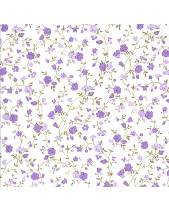 TECIDO CALDEIRA  FLORAL MARINA  LILÁS COR 63 Imagem
