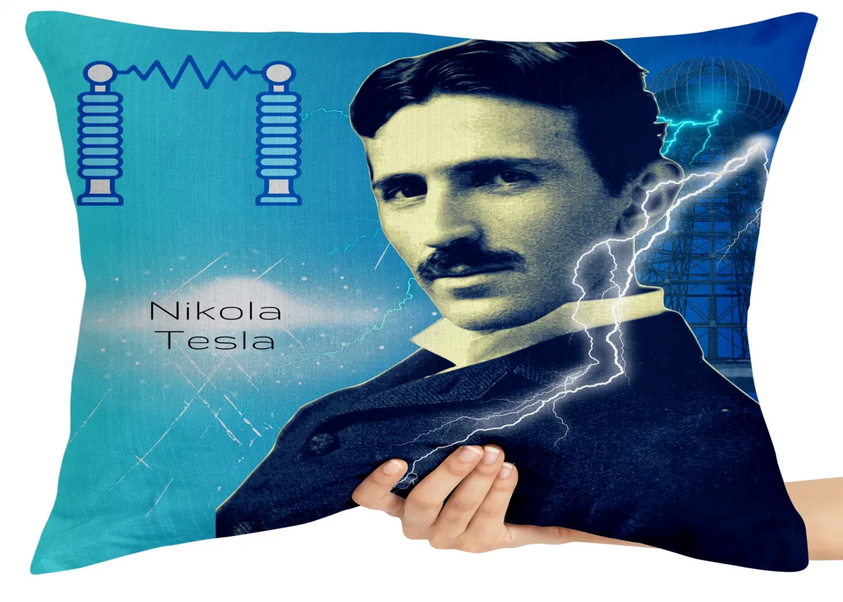 Almofada Gigante para sofá puff sala Nikola Tesla torre Imagem