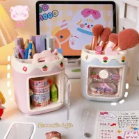 Porta Lápis em formato de Mini Geladeira - Porta Objetos com adesivos - Kawaii - Foto 2