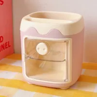 Porta Lápis em formato de Mini Geladeira - Porta Objetos com adesivos - Kawaii - Foto 3