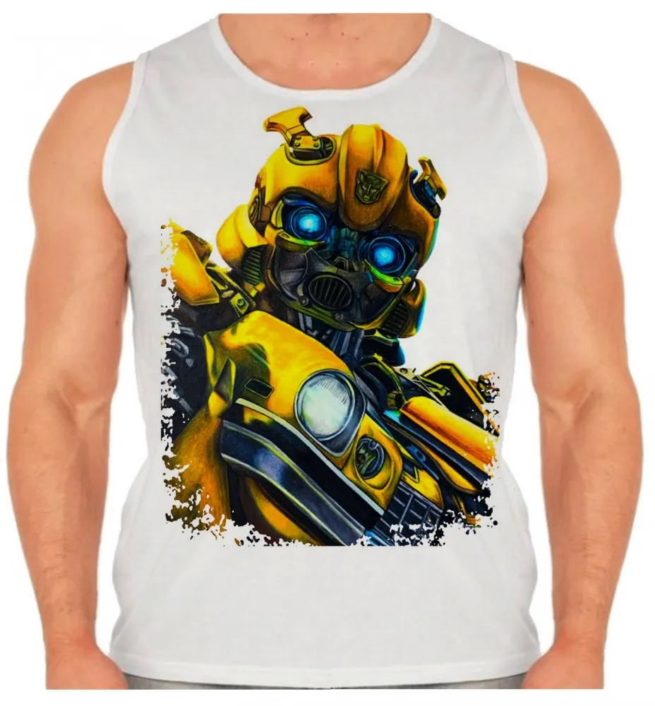 Camiseta Regata adulto ou infantil bumblebee transformers robo carro
