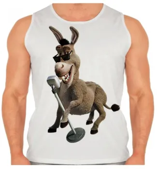 Camiseta Regata adulto ou infantil Burro shrek cantando - Foto 2