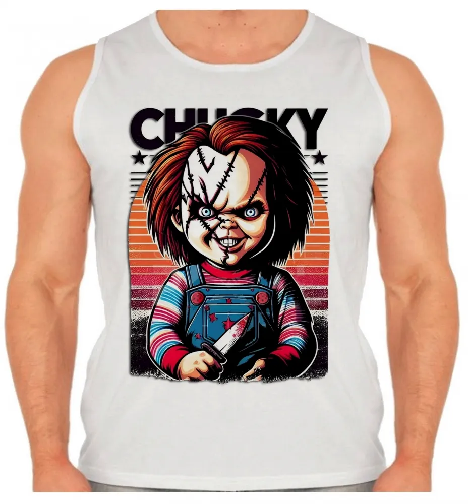 Camiseta Regata adulto ou infantil chucky boneco assassino Imagem