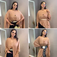 BLUSA CAPA EM VISCOLYCRA - BEGE