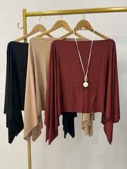 BLUSA CAPA EM VISCOLYCRA - NUDE E TELHA - Foto 2