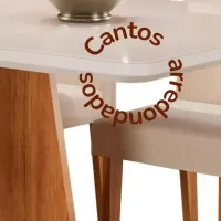 Mesa de Jantar Turim com vidro e canto arredondado 1.20 x 80 + 4 cadeiras em bege linho - Foto 3