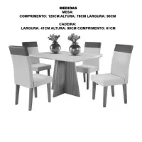 Mesa de Jantar Turim com vidro e canto arredondado 1.20 x 80 + 4 cadeiras em bege linho - Foto 4