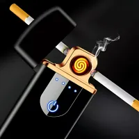 Isqueiro Acendedor Recarregável USB Eletrônico Premium Luxo Touch Presente Unissex Eletrônico - Foto 2