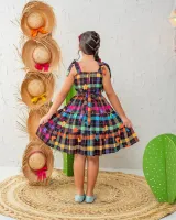 Vestido Xadrez Preto Colorido - Foto 2