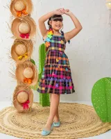 Vestido Xadrez Preto Colorido - Foto 3