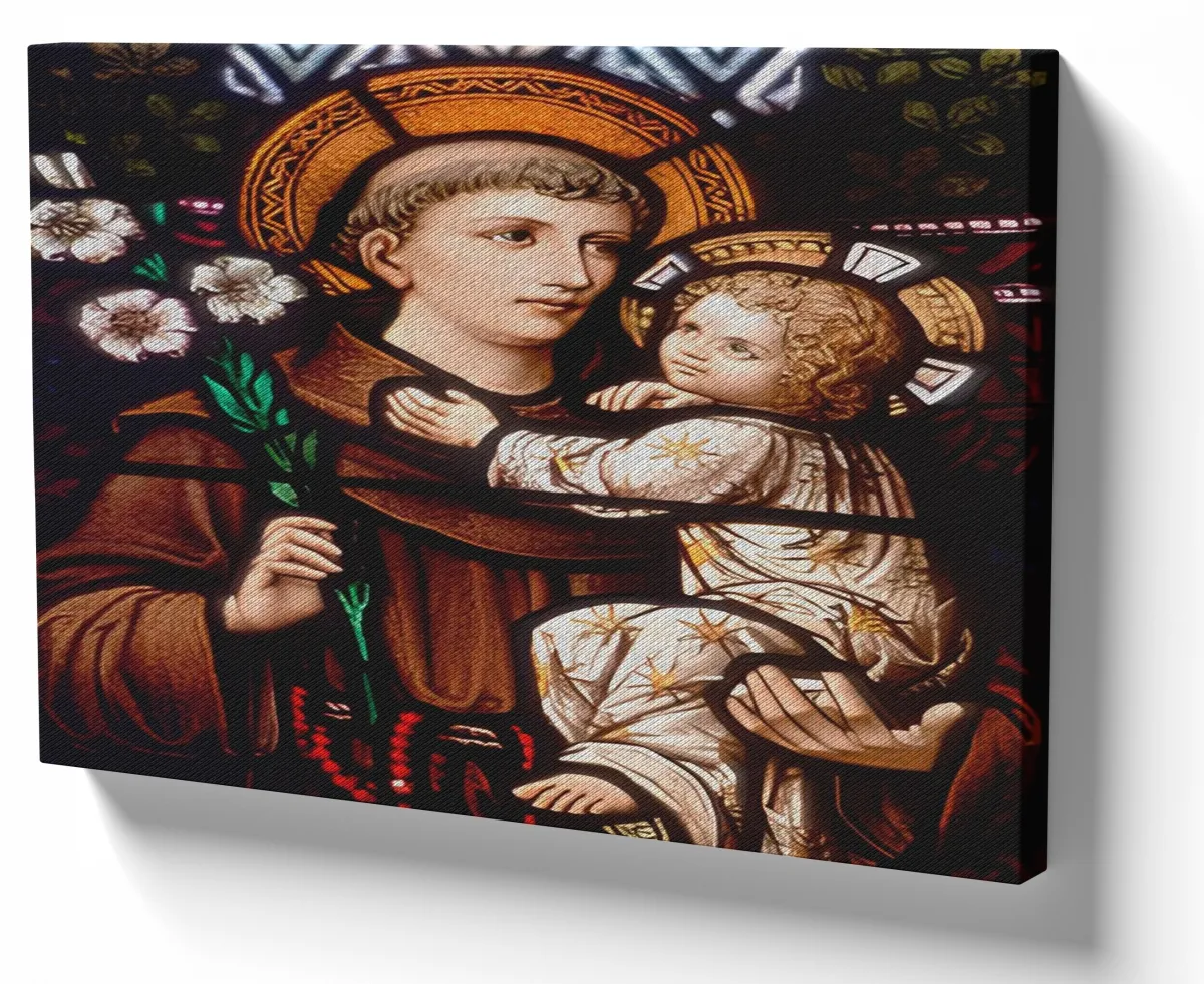 Azulejo decorativo personalizado parede ou mesa Santo Antonio vitral