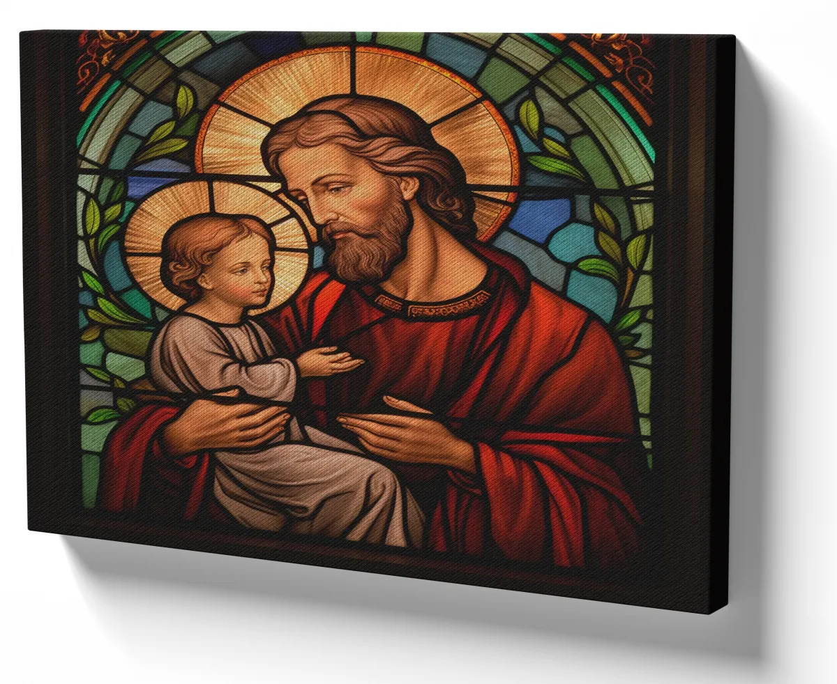 Azulejo decorativo personalizado parede ou mesa São Jose Jesus Vitral