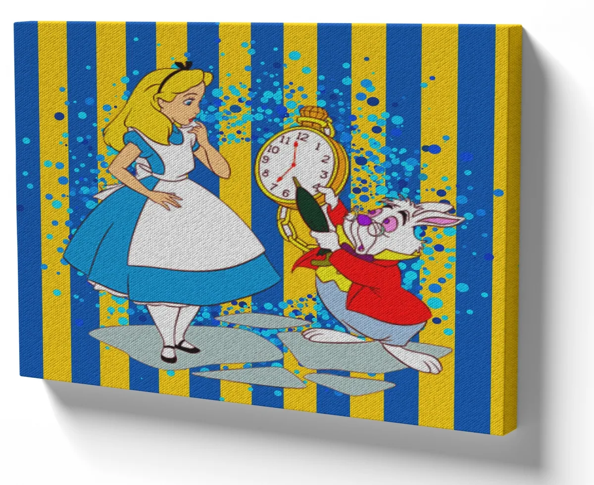 Azulejo decorativo personalizado parede ou mesa Alice e lebre maluca desenho Imagem