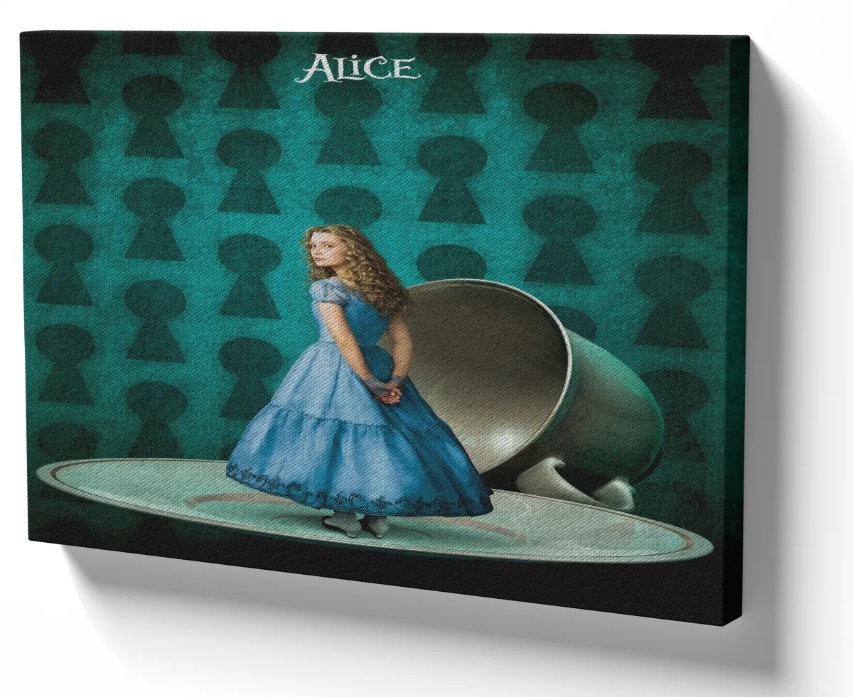 Azulejo decorativo personalizado parede ou mesa Alice no País das Maravilhas azul