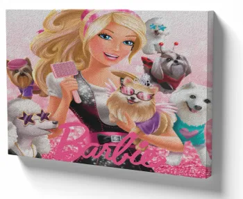 Azulejo decorativo personalizado parede ou mesa Barbie cachorros