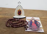 Lindo Kit Capela Santas Chagas  11 cm + Terço em Madeira 42 cm - Foto 3