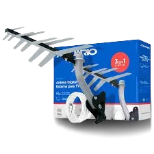 Antena Digital Externa com Suporte e Cabo 10 metros DTV1500 Imagem