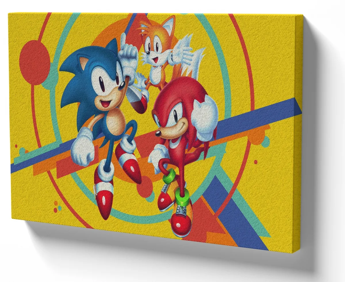Azulejo decorativo personalizado parede ou mesa Sonic Tails Knuckle