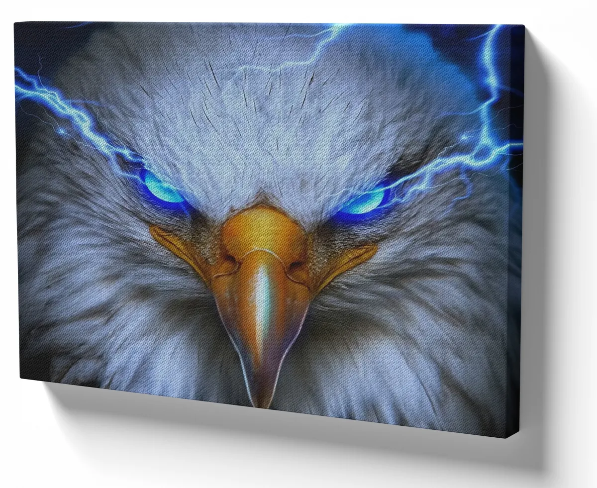 Azulejo decorativo personalizado parede ou mesa Águia olhos azuis raio Imagem