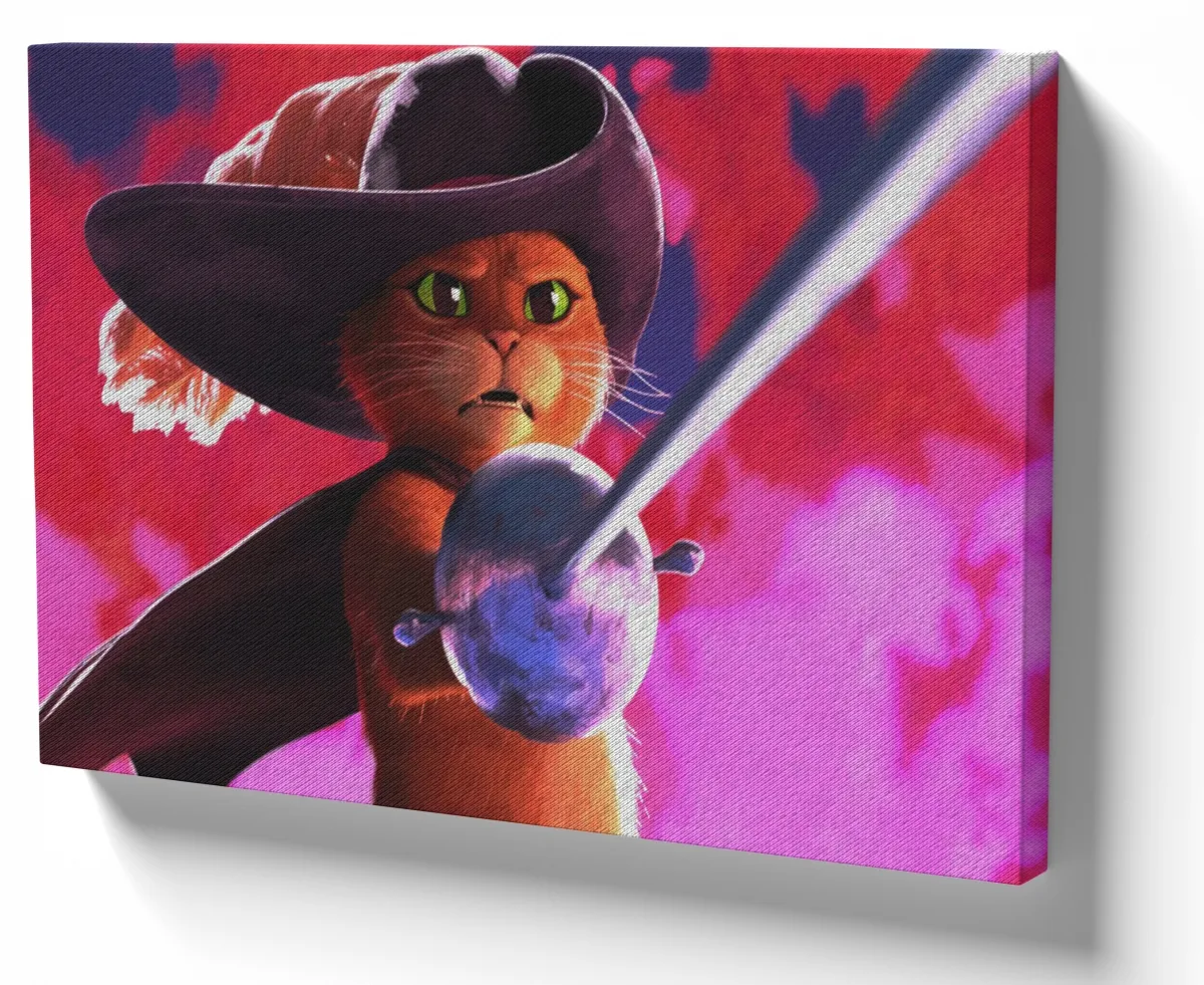 Azulejo decorativo personalizado parede ou mesa Gato de Botas espada viagem