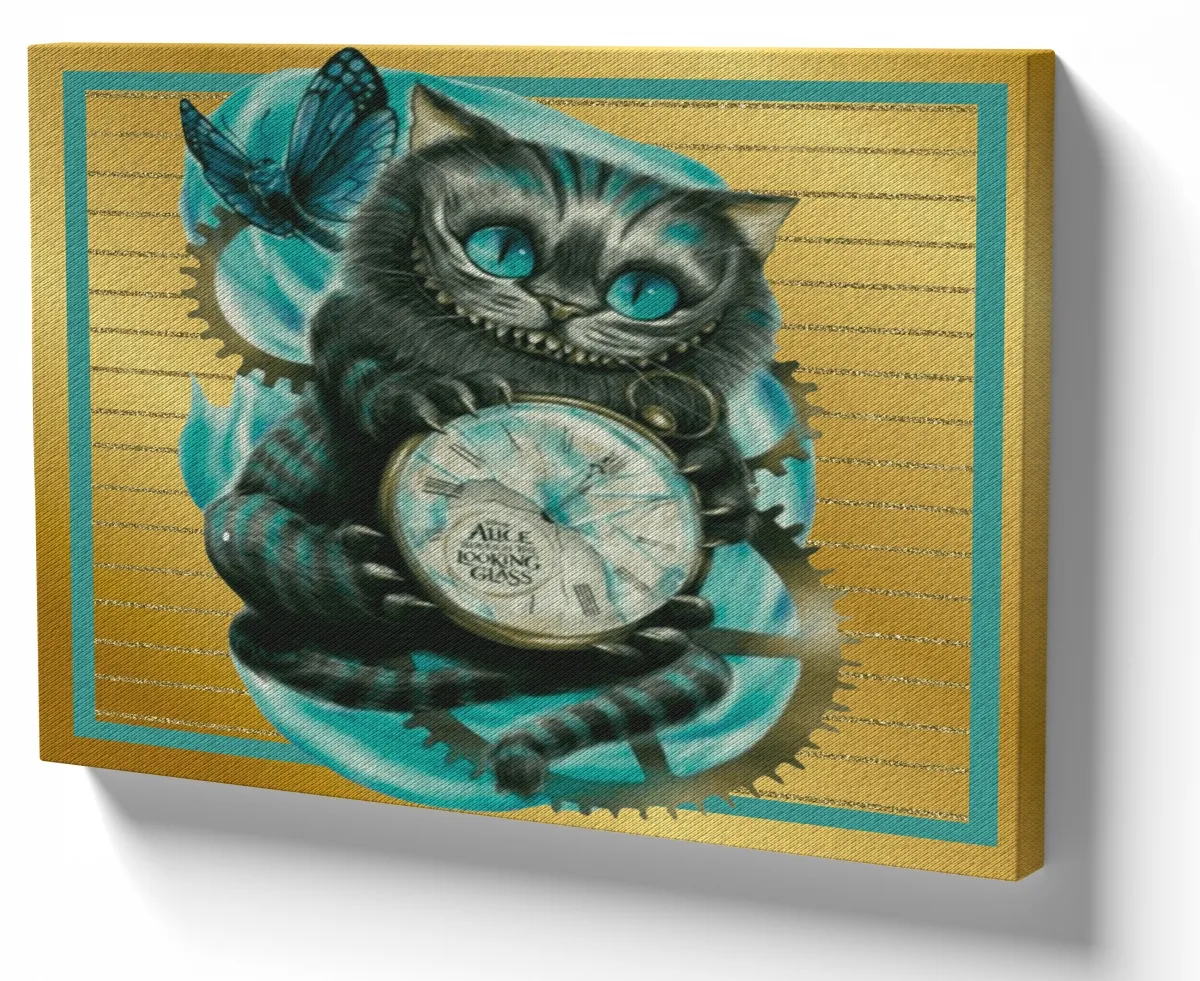 Azulejo decorativo personalizado parede ou mesa Gato de Cheshire relógio Imagem
