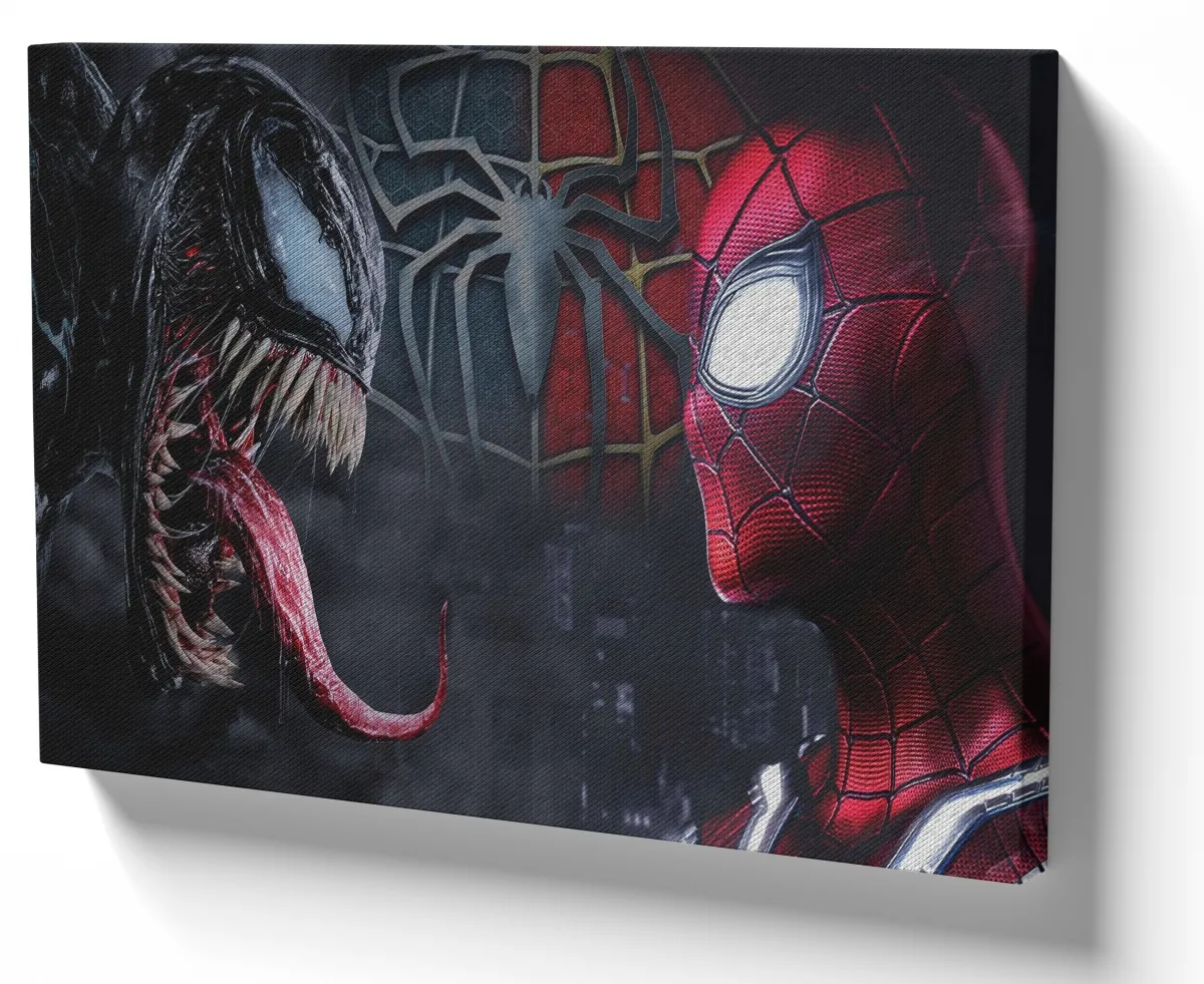 Azulejo decorativo personalizado parede ou mesa Venom vs homem aranha preto