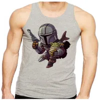 Camiseta Regata adulto ou infantil Mandalorian e baby grogu yoda - Foto 2