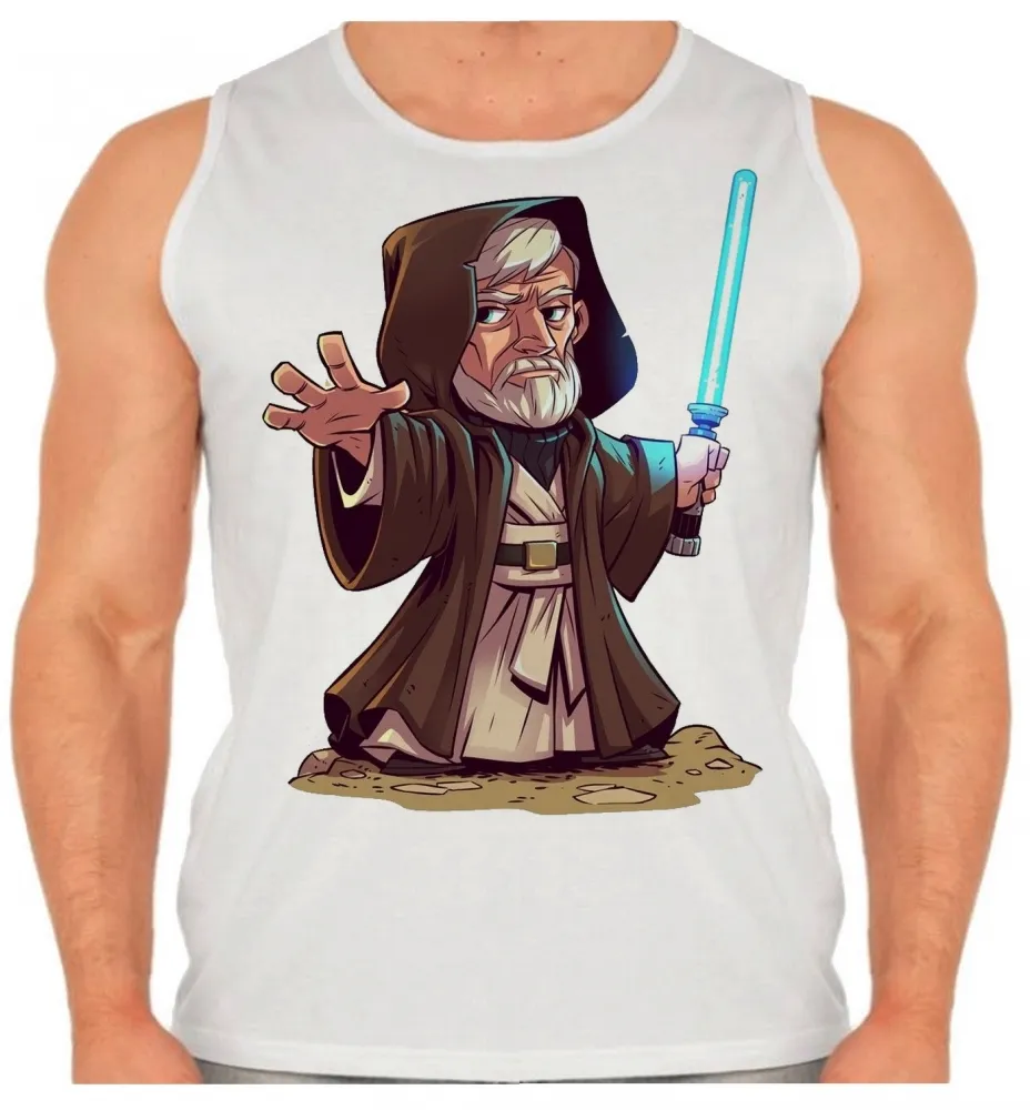 Camiseta Regata adulto ou infantil obi wan kenobi velho star wars