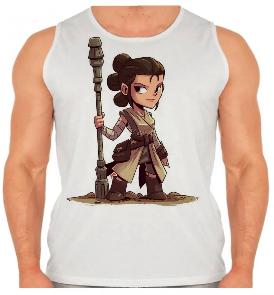Camiseta Regata adulto ou infantil rey jedi star wars mulher