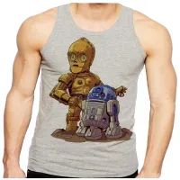 Camiseta Regata adulto ou infantil Robo star wars C 3po r2 d2 - Foto 2