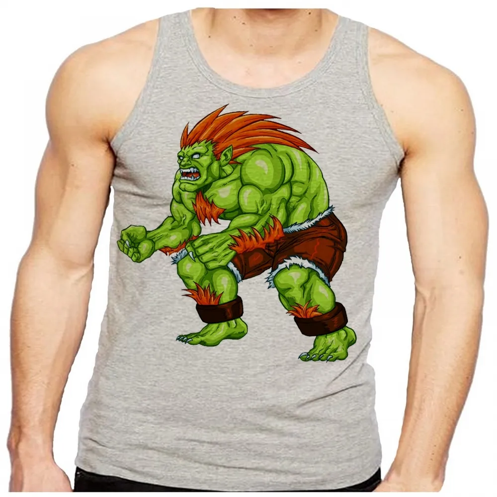 Camiseta Regata adulto ou infantil Blanka Street Fighter Brasil jogo antigo