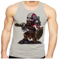 Camiseta Regata adulto ou infantil Kratos Deus da guerra barba - Foto 2