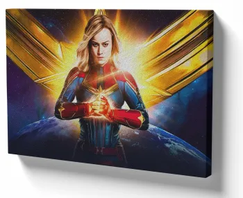 Azulejo decorativo personalizado parede ou mesa Capitã Marvel heroi