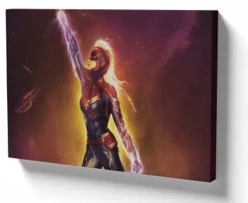 Azulejo decorativo personalizado parede ou mesa Capitã Marvel voando