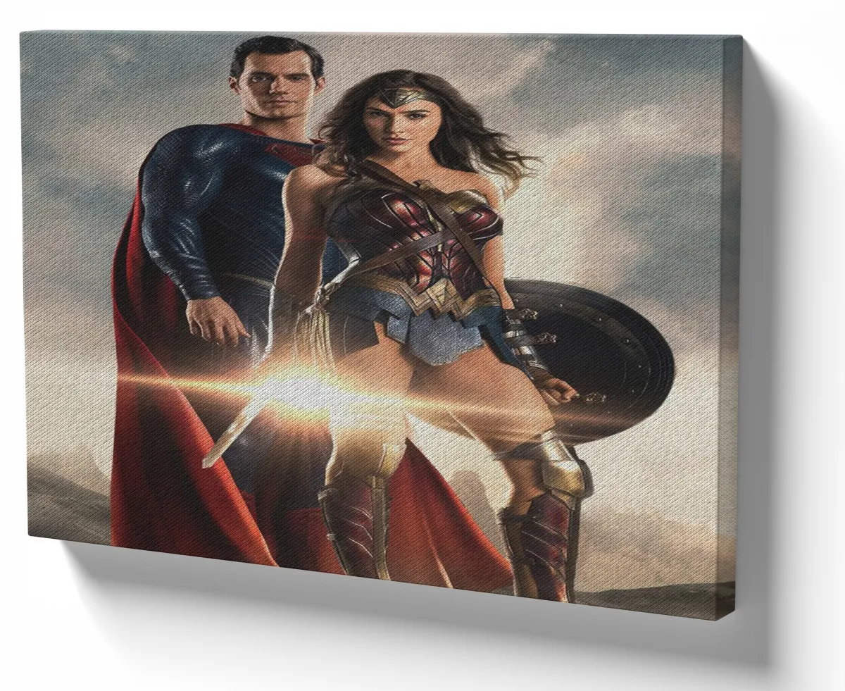 Azulejo decorativo personalizado parede ou mesa Superman Mulher Maravilha Imagem