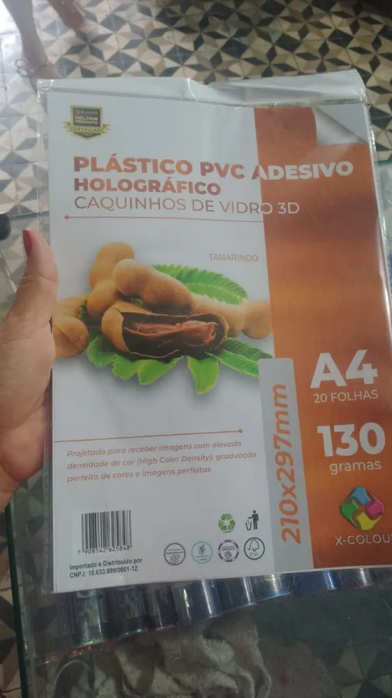 PAPEL FOTOGRAFICO PLASTICO PVC ADESIVO CAQUINHO 3D A4 130G 20F Imagem