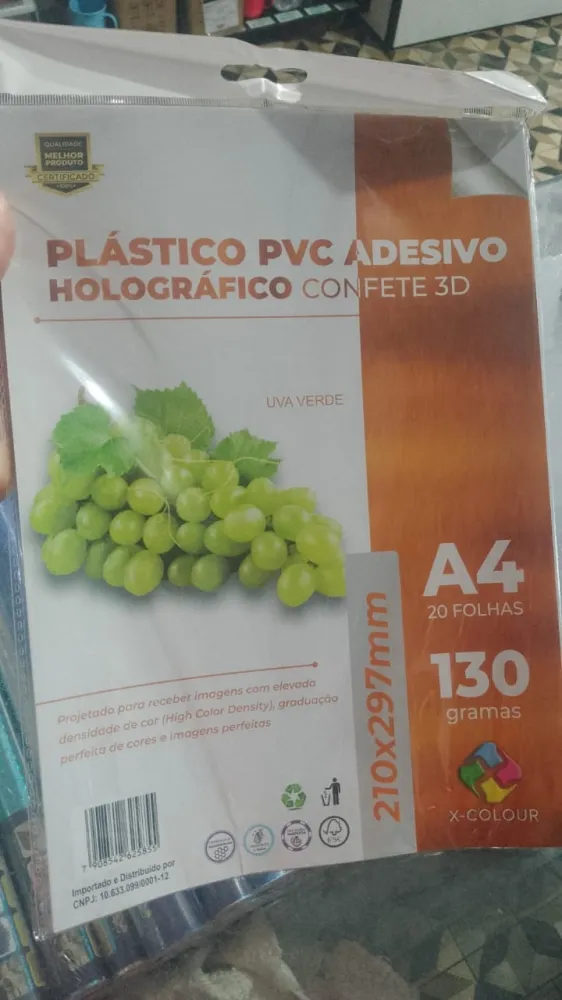 PAPEL FOTOGRAFICO PLASTICO PVC ADESIVO CONFETE 3D A4 130G 20F Imagem